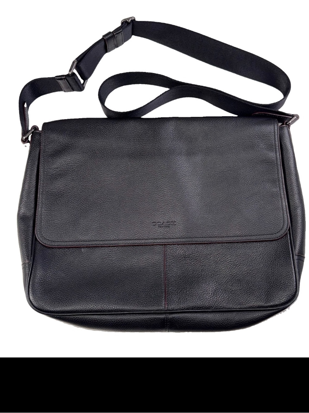 Coach Metropolitan Messenger Computer Bag 88255 Black Pebbled Leather Unisex